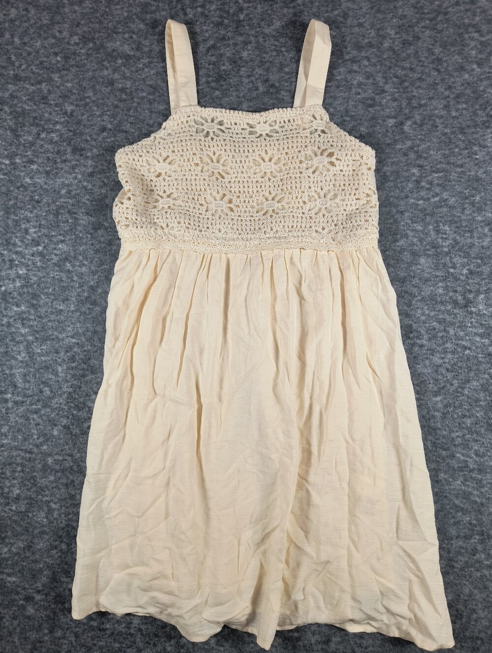 Eyeshadow Girl off-white smocked crochet sundress, girl's large 14